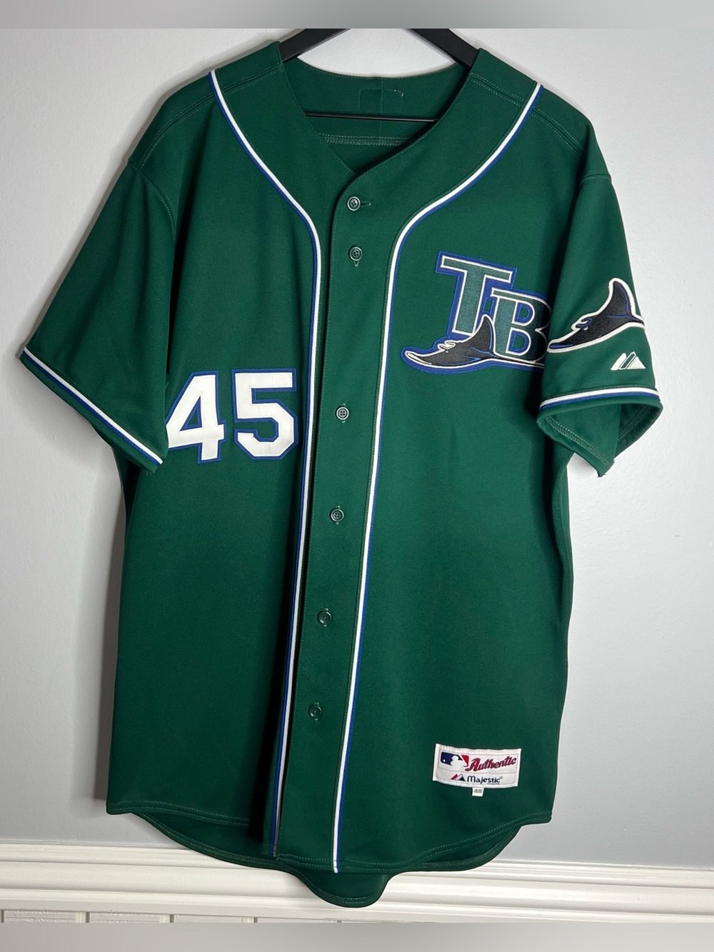Tampa Bay Devil Rays Dewon Brazleton Jersey Mens 48 Green Majestic Authentic MLB